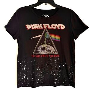 Chaser Brand Dark Side of the Moon Logo Splash Women's Tee Shirt Size L EUC